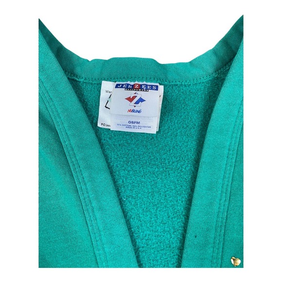 RARE VTG 90s Jerzees Fleece Ladies & Dames Hummingbird Teal Sweater Cardigan XL - Picture 2 of 15